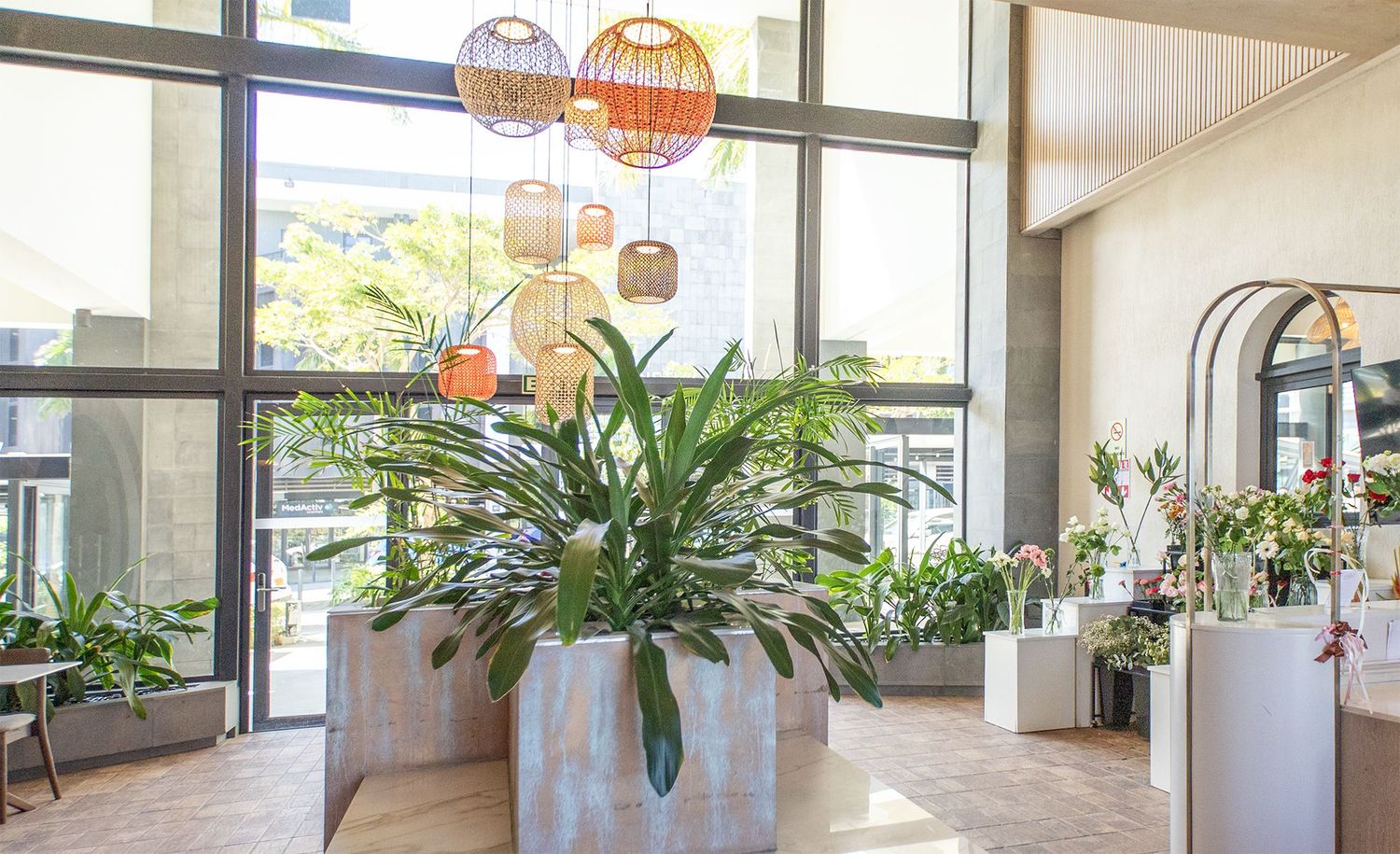 The planted atrium at The Trademark, Telfair, Moka — Convina's head office